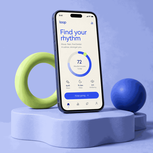 Loop concept app displayed on a phone