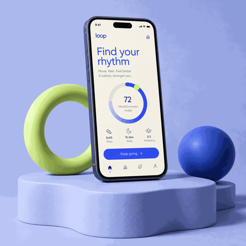 Loop concept app displayed on a phone